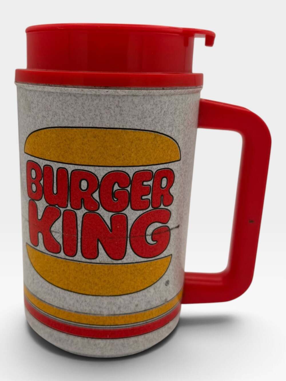 Vintage Burger King Plastic Travel Coffee Mug Whirley Industries Red Lid